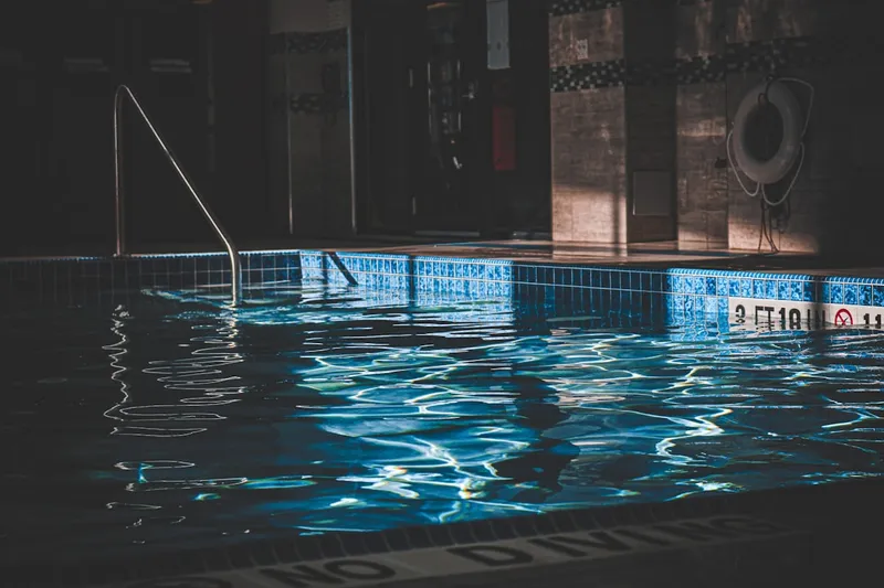 a pool with a slide